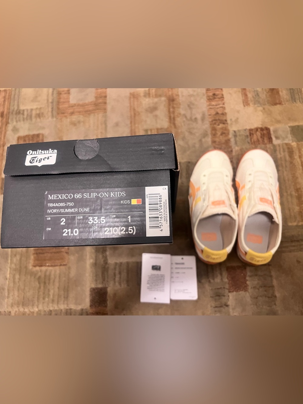 Onitsuka Tiger by Asics Kids Mexico 66 Slip-On in Cream and Orange